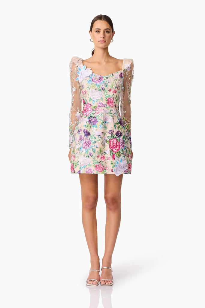 Eliska Long Sleeve Mini Dress in Floral