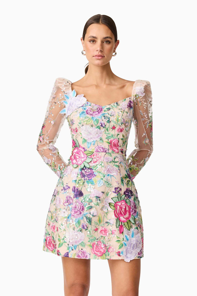 Eliska Long Sleeve Mini Dress in Floral