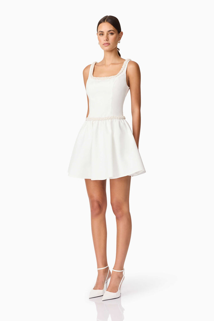 Rafaela A-Line Mini Dress in White