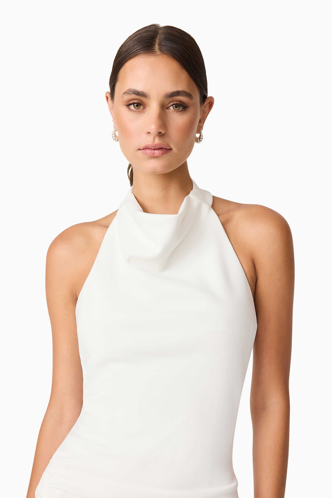 Nerissa Cowl Neck Maxi Dress in White