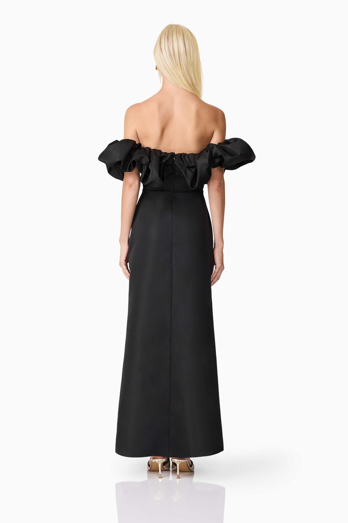 Sharon Off The Shoulder Midi Dress in Black