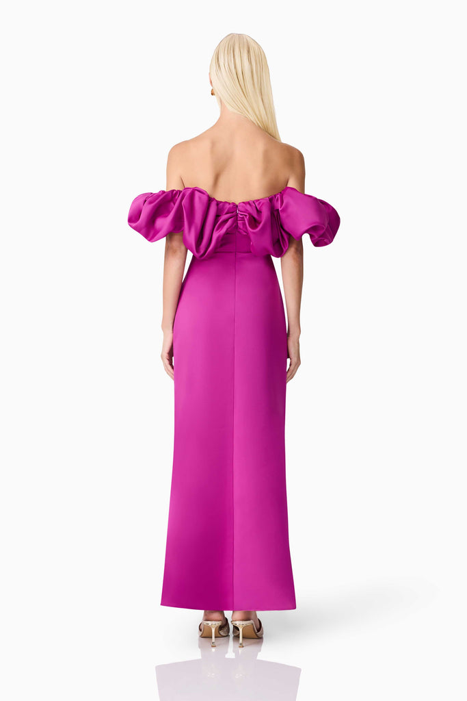 Sharon Off The Shoulder Midi Dress in Purple