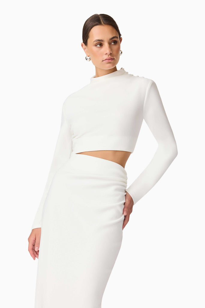 Nerissa Long Sleeve Gown in White