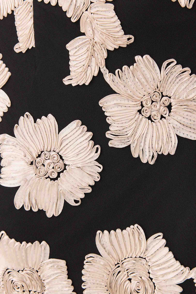 Margaux Fit & Flare Gown in Black & Gold Floral