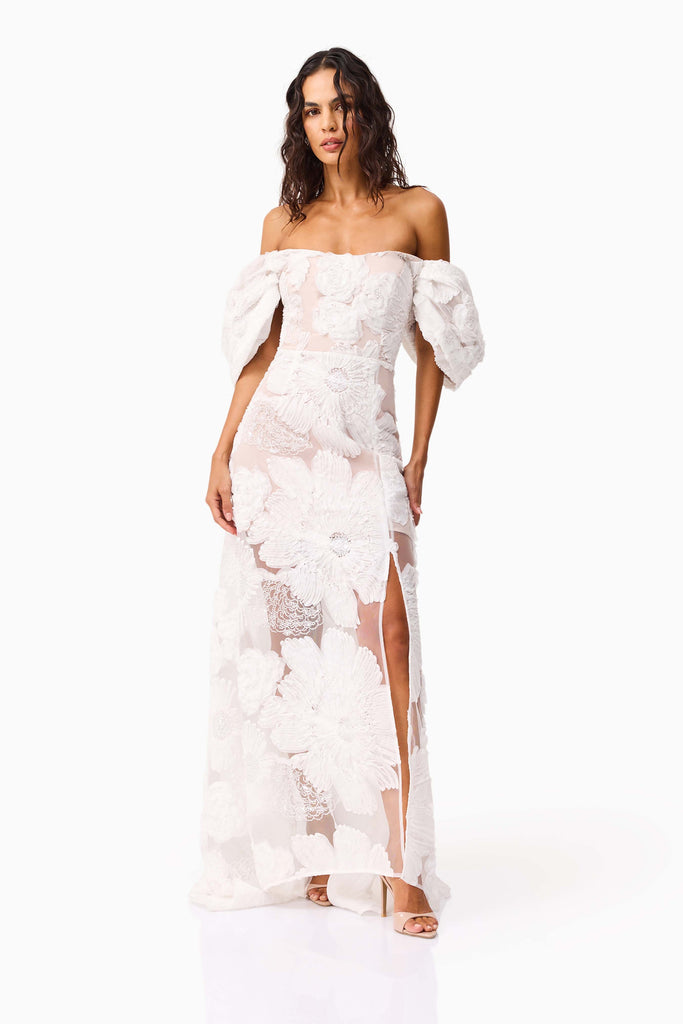 Roxana Off The Shoulder Gown in White