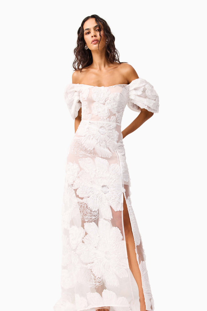 Roxana Off The Shoulder Gown in White