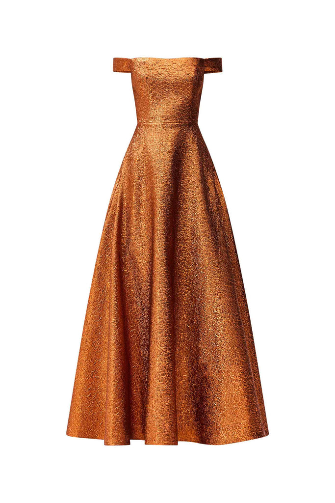 Sapphira Off The Shoulder Gown in Orange