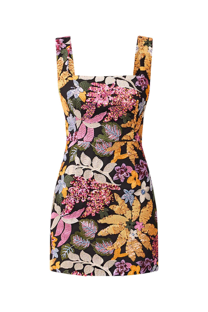 Kiran Party Mini Dress in Orange Floral