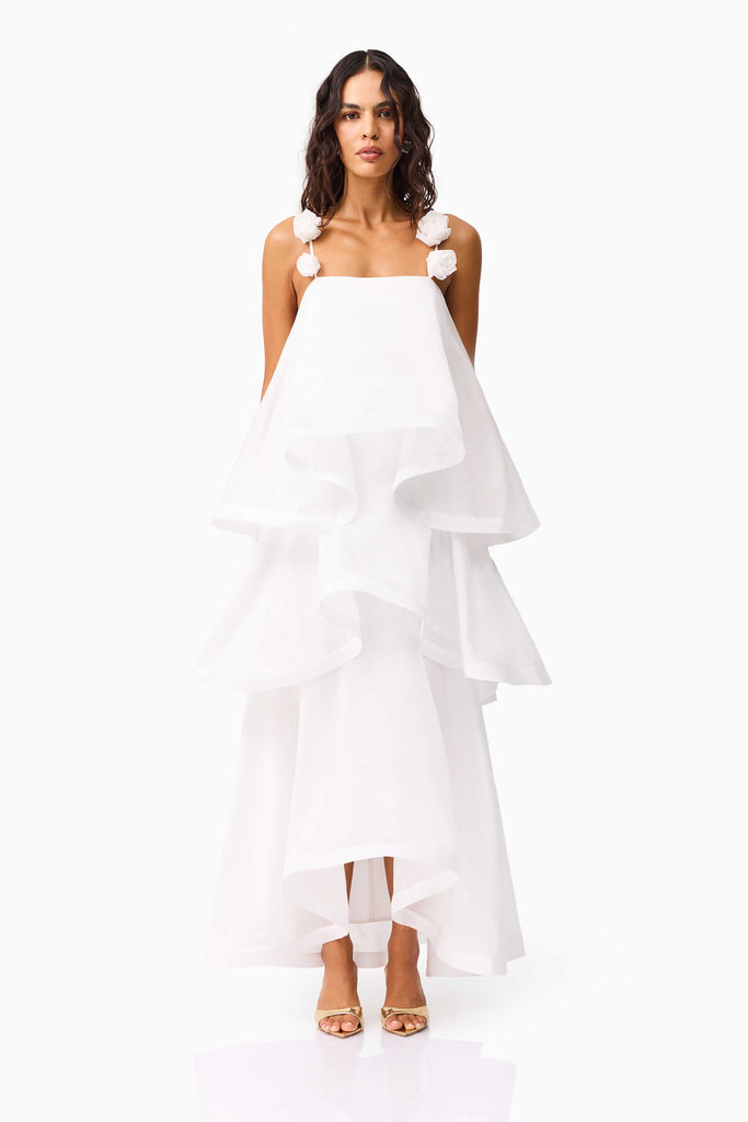 Thalia Tiered Gown in White