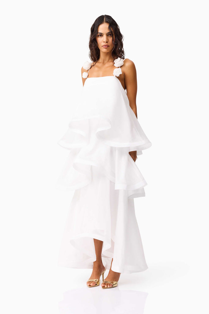 Thalia Tiered Gown in White