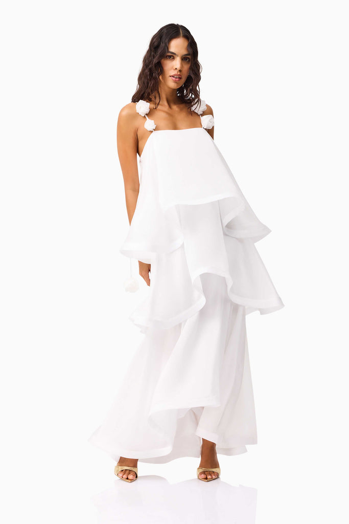 Thalia Tiered Gown in White