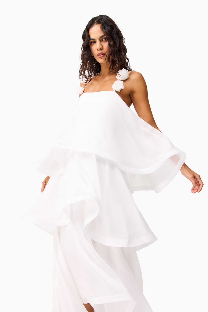 Thalia Tiered Gown in White