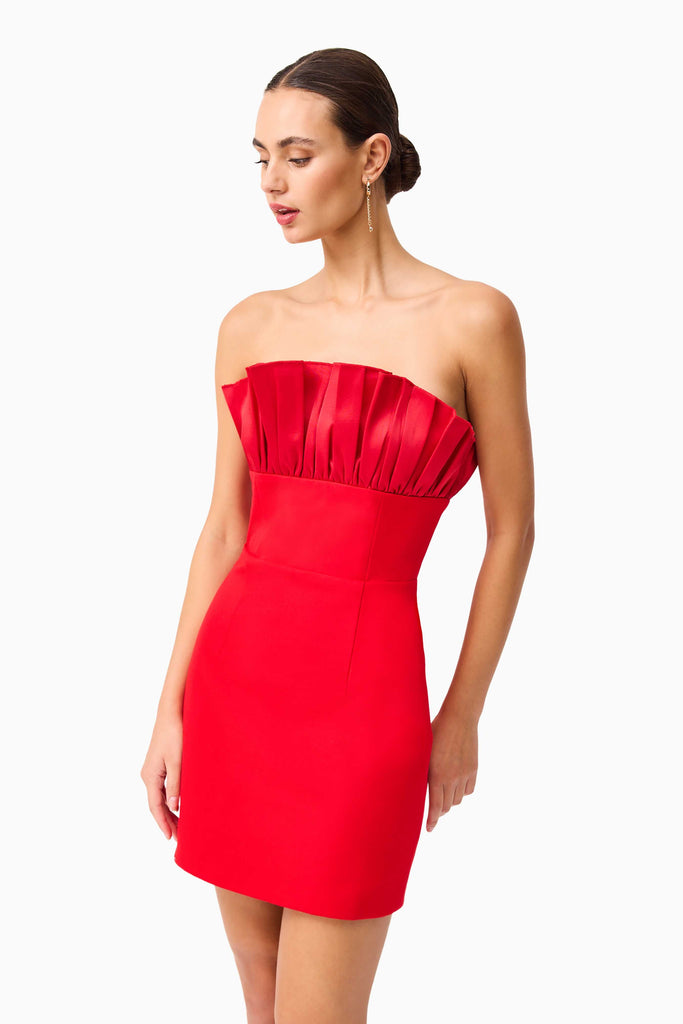 Yasmine Strapless Mini Dress in Red
