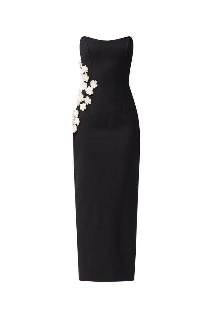 Yasmine Strapless Maxi Dress in Black