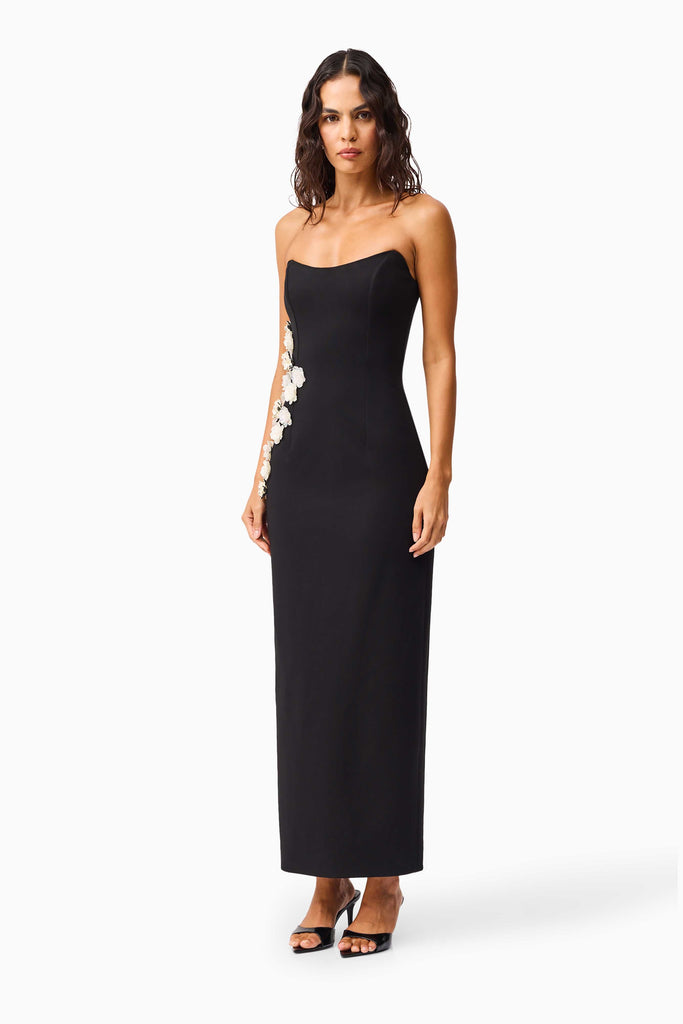 Yasmine Strapless Maxi Dress in Black
