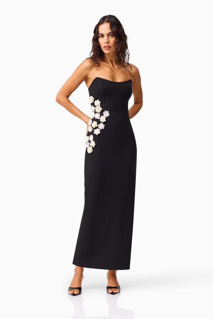 Yasmine Strapless Maxi Dress in Black