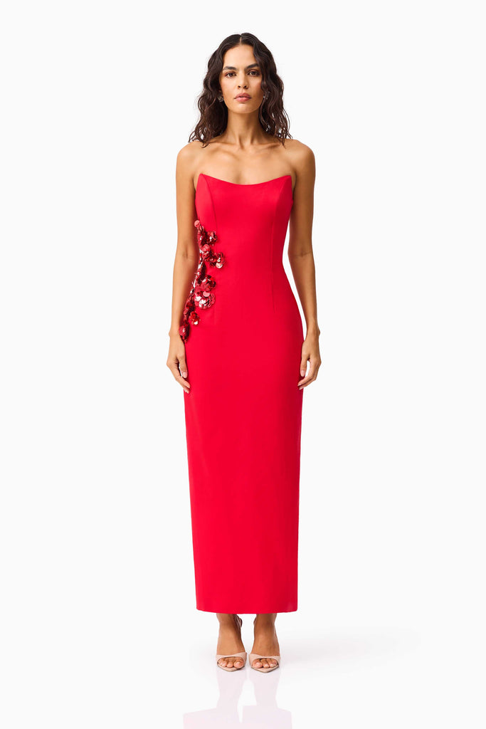 Yasmine Strapless Maxi Dress in Red