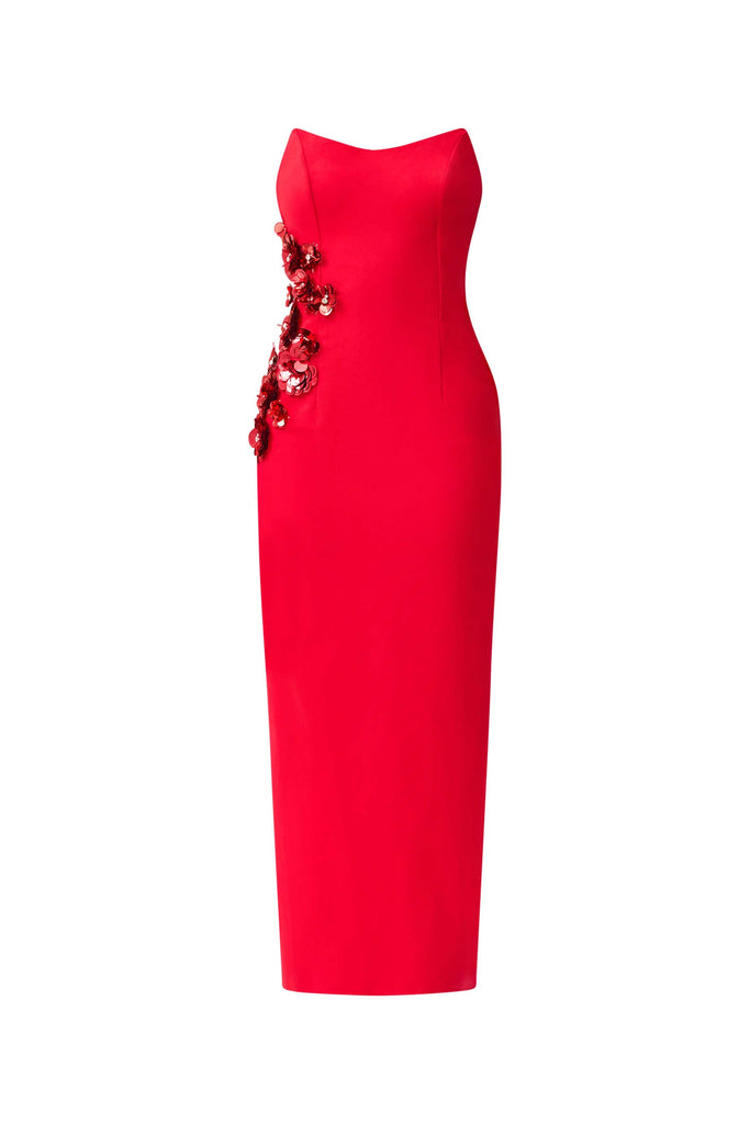Yasmine Strapless Maxi Dress in Red