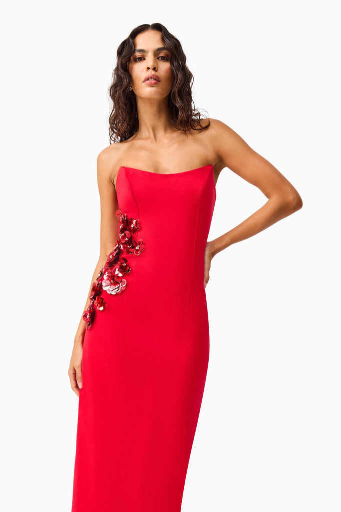 Yasmine Strapless Maxi Dress in Red