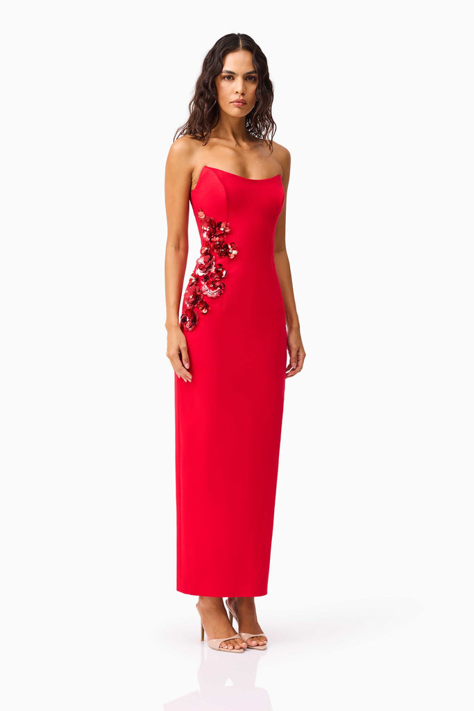 Yasmine Strapless Maxi Dress in Red