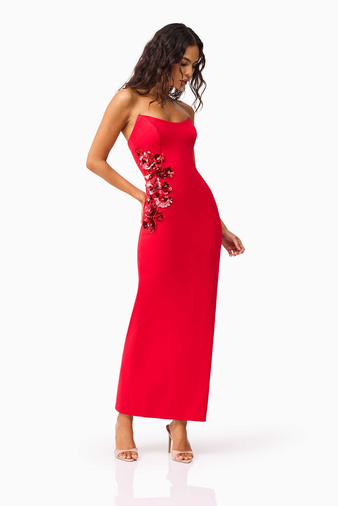Yasmine Strapless Maxi Dress in Red
