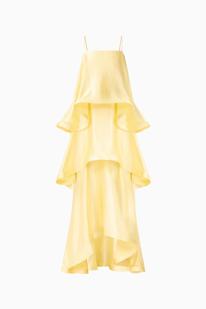 Tilly Tiered Maxi Dress in Butter Yellow