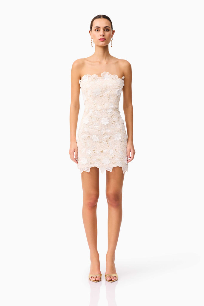Sienna Strapless Mini Dress in Cream