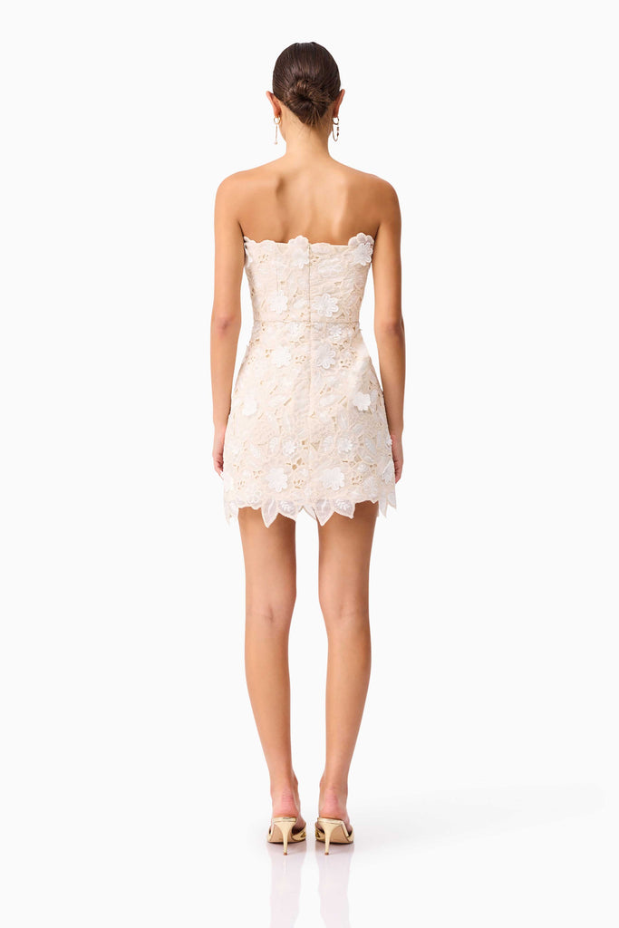 Sienna Strapless Mini Dress in Cream