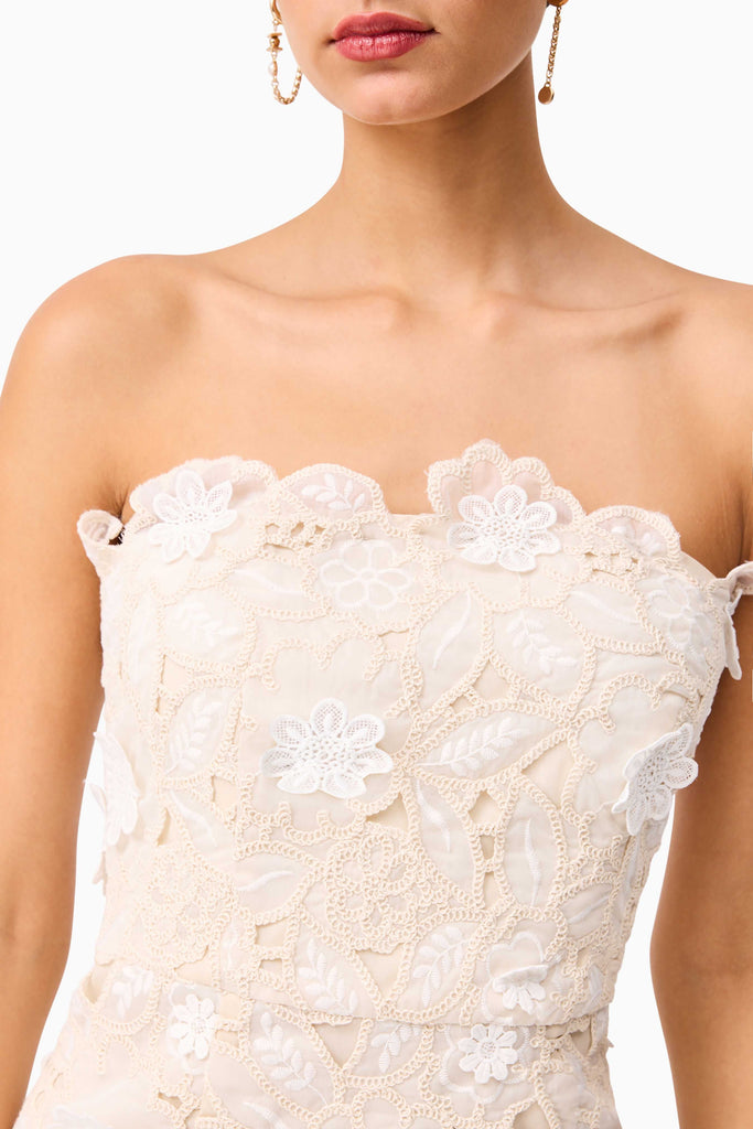 Sienna Strapless Mini Dress in Cream
