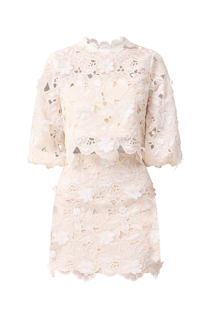 Sienna Top & Mini Skirt Set in Cream