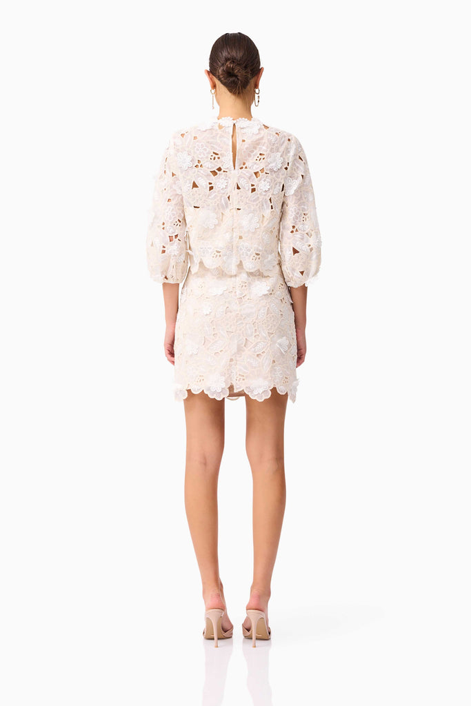 Sienna Top & Mini Skirt Set in Cream