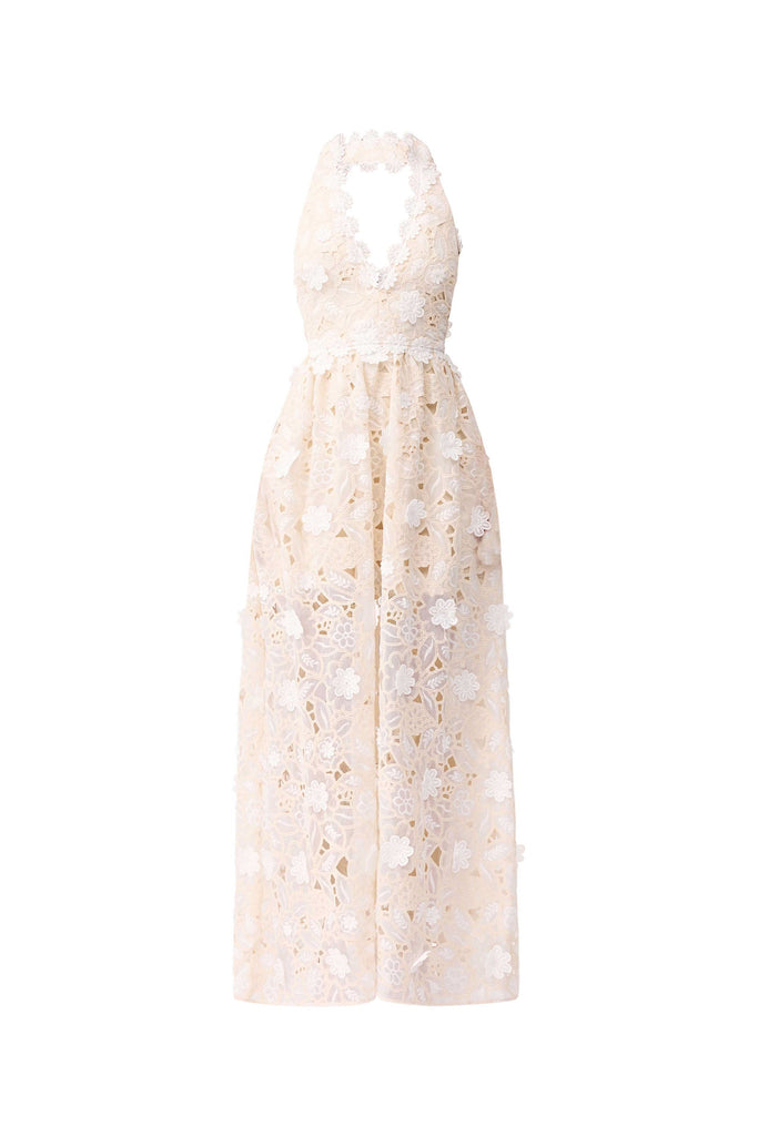 Sienna V-Neck Gown in Cream