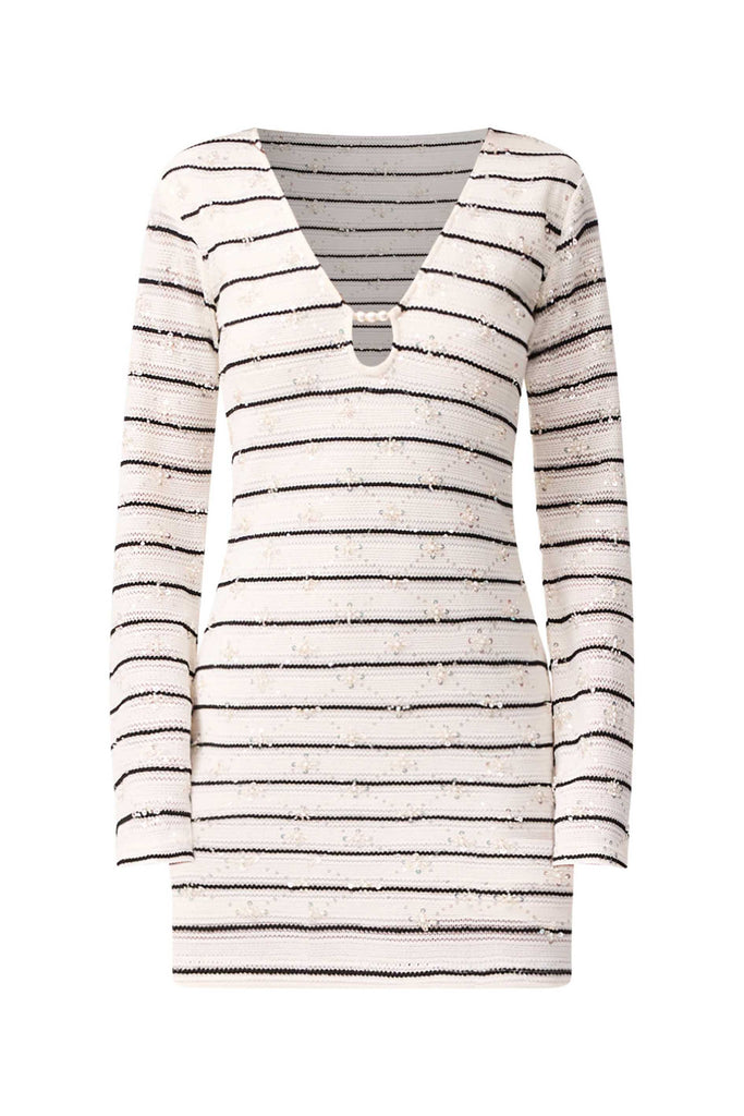 Eldora Long Sleeve Mini Dress in Black & White