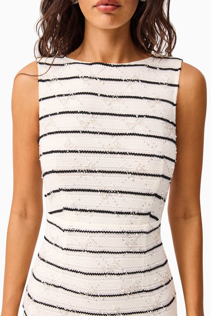 Eldora Low Back Midi Dress in Black & White