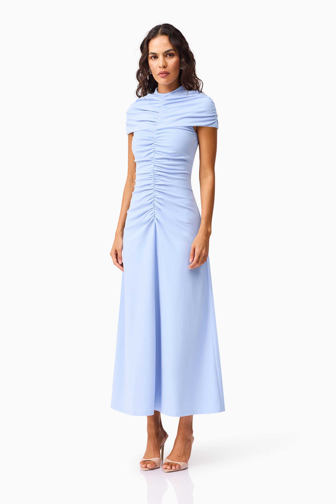 Valencia High Neck Maxi Dress in Blue