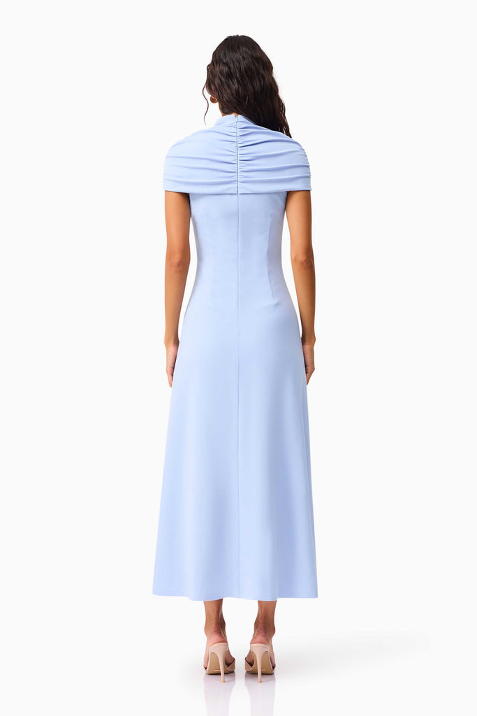 Valencia High Neck Maxi Dress in Blue