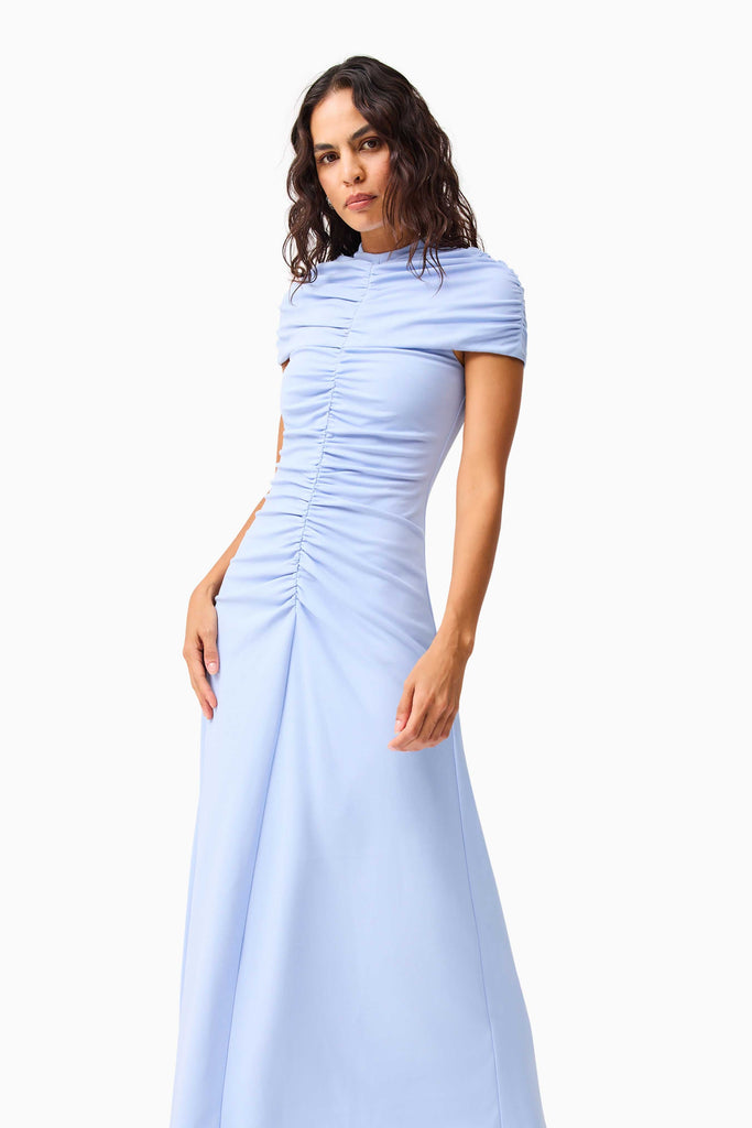 Valencia High Neck Maxi Dress in Blue
