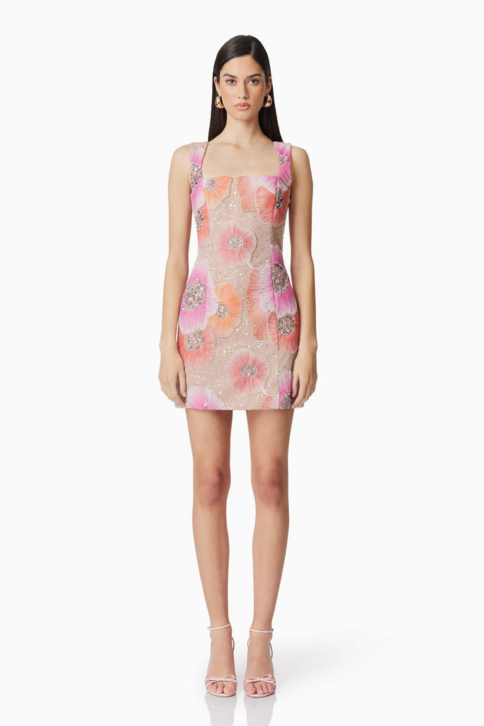 Brittany Floral Mini Dress in Pink