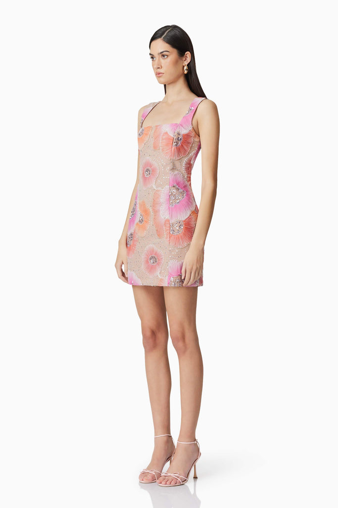 Brittany Floral Mini Dress in Pink