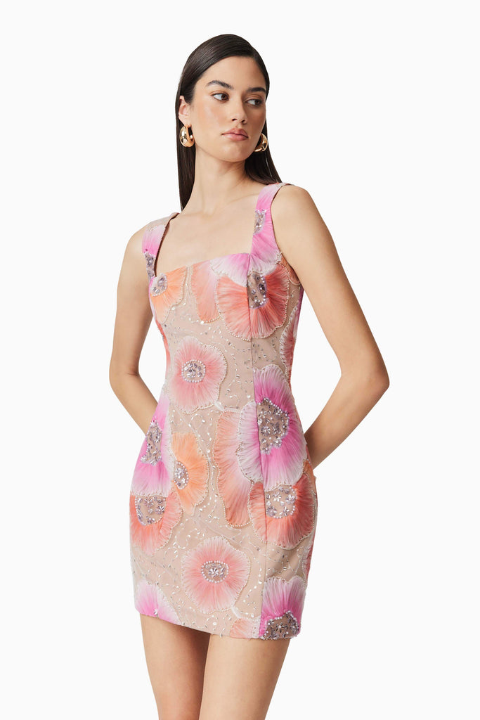 Brittany Floral Mini Dress in Pink