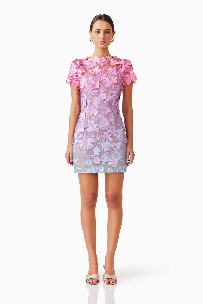 Elle Mini Dress in Pink & Blue Ombre