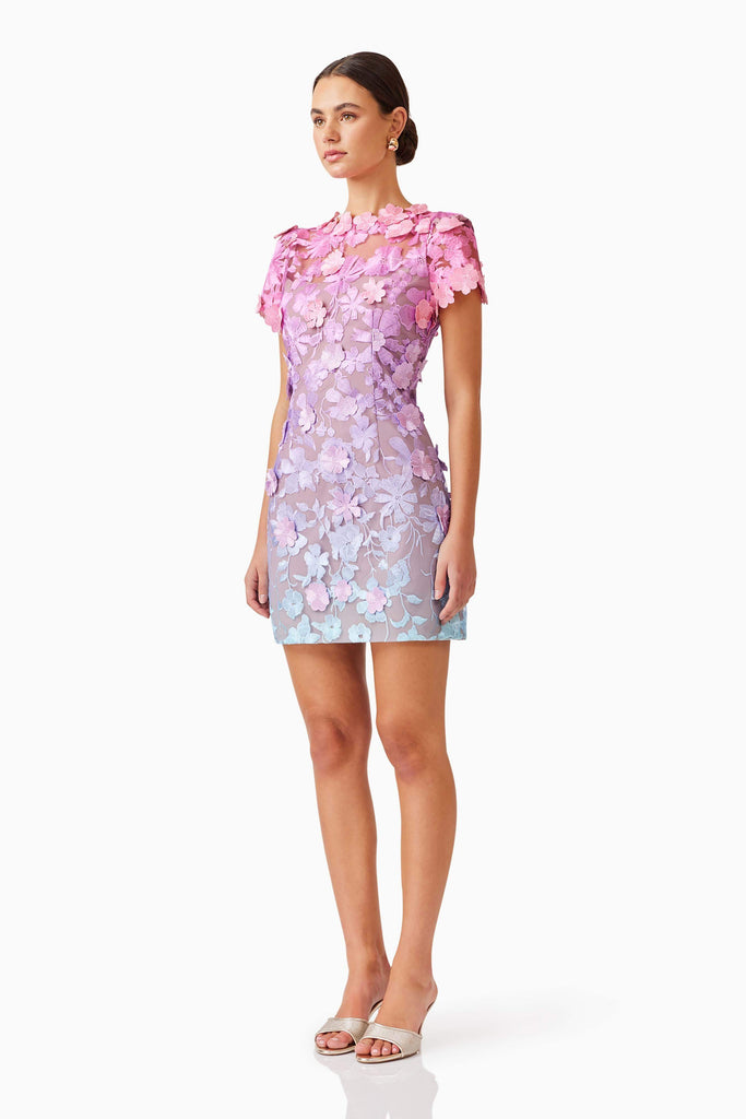 Elle Mini Dress in Pink & Blue Ombre