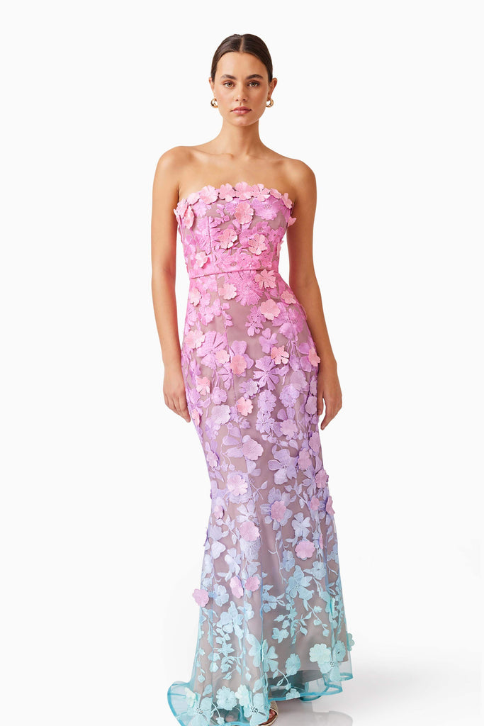 Elle Gown in Pink & Blue Ombre
