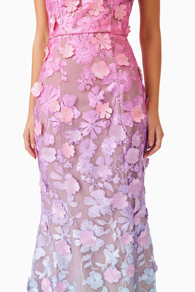 Elle Gown in Pink & Blue Ombre