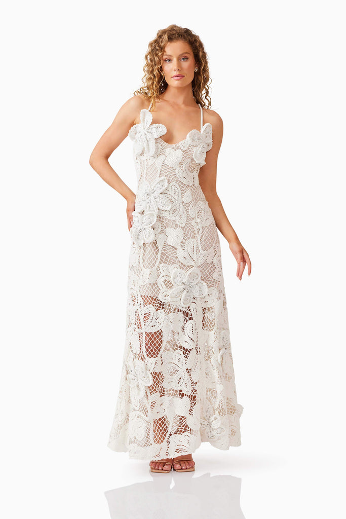 Kyra Crochet Gown in White