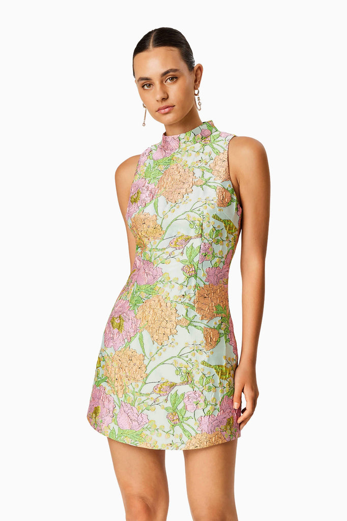 Sunbeam Mini Dress In Green Floral