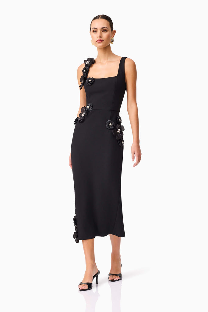 Chantelle 3D Midi Dress in Black