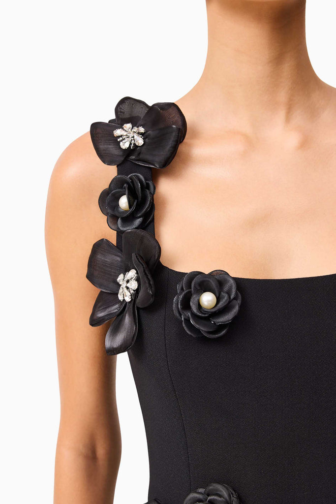 Chantelle 3D Midi Dress in Black