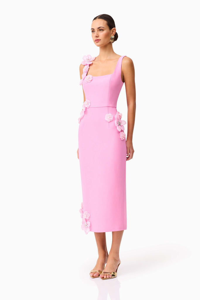 Chantelle 3D Midi Dress in Pink