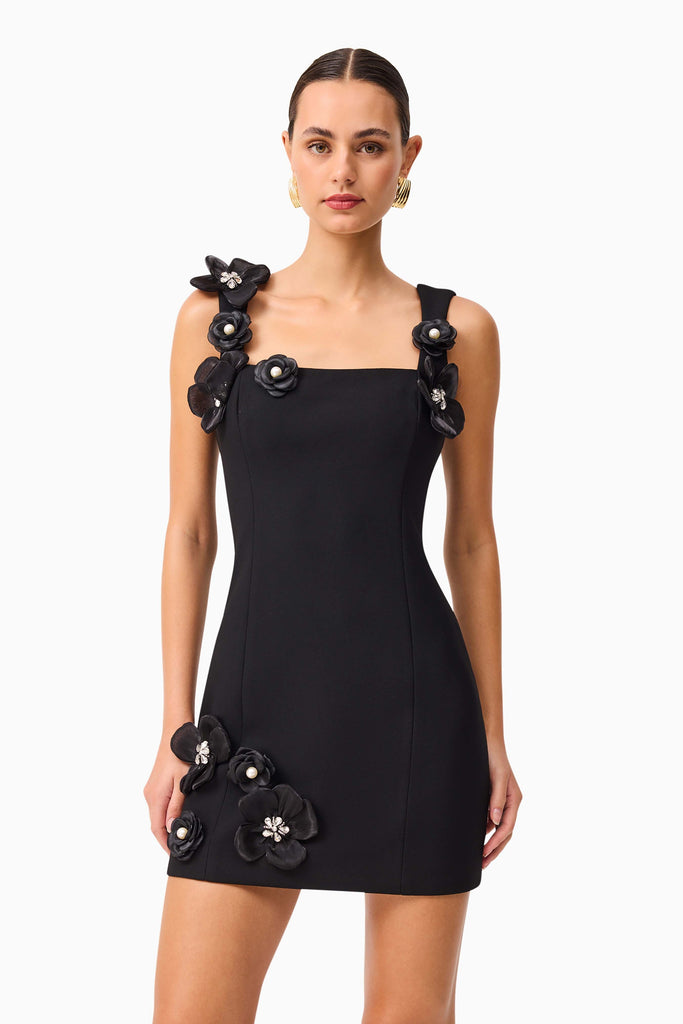 Chantelle Floral Mini Dress in Black